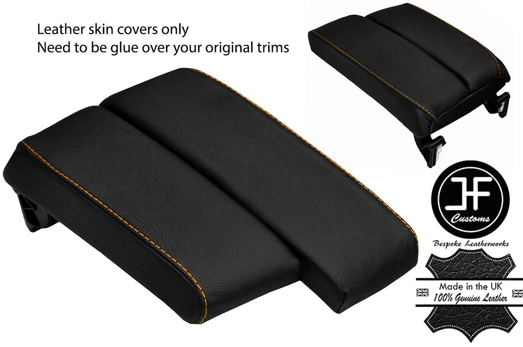 YELLOW STITCH SPLIT SLIDING ARMREST LID LEATHER COVERS FOR BMW E90 E91 E92 E93