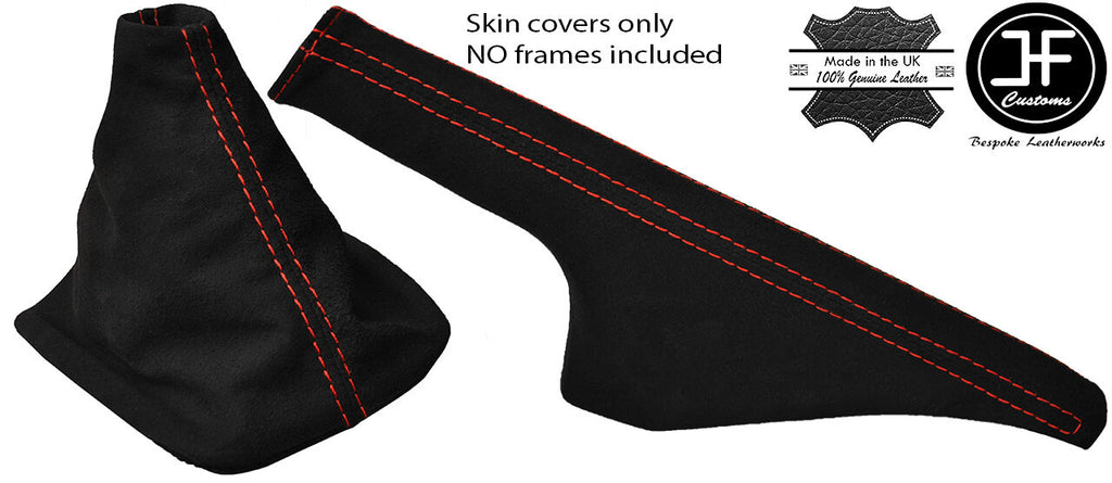 RED STITCH SUEDE FITS VW GOLF MK4 4 IV BORA 98-05 GEAR + HANDBRAKE GAITERS