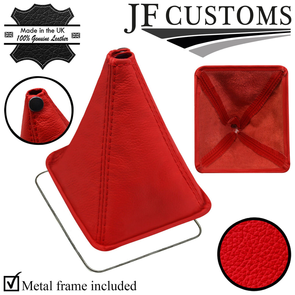 RED ITALIAN LEATHER 6 SPEED GEAR GAITER + METAL FRAME FITS X-TRAIL T30 04-07