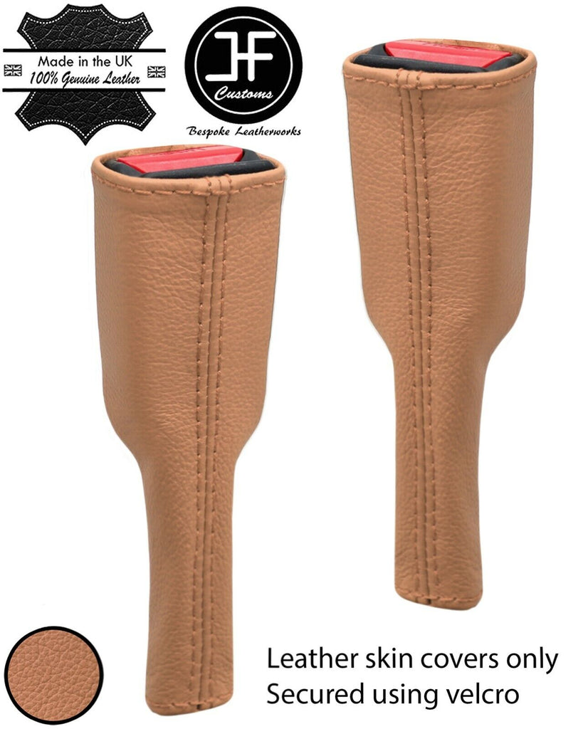 BEIGE REAL LEATHER 2X SEAT BELT STALK TALL COVERS FOR MGF MGTF MK1 MK2 95-05