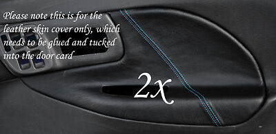 BLUE STITCH FITS  SUBARU IMPREZA 92-98 2X FRONT DOOR CARD INSERT LEATHER COVERS