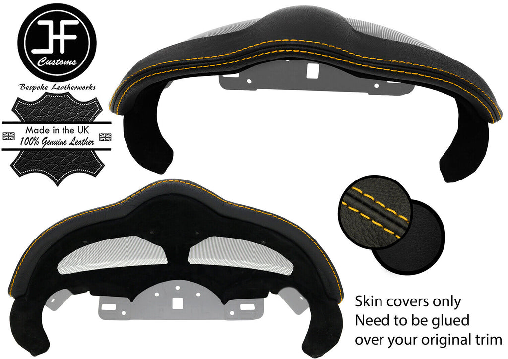 YELLOW STITCH SPEEDO SURROUND TRIM SUEDE & LEATHER COVER FOR PORSCHE 987 CAYMAN