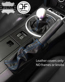 BLUE STITCH TOP GRAIN LEATHER GEAR & HANDBRAKE GAITER FITS MAZDA MX5 MK3 05-14