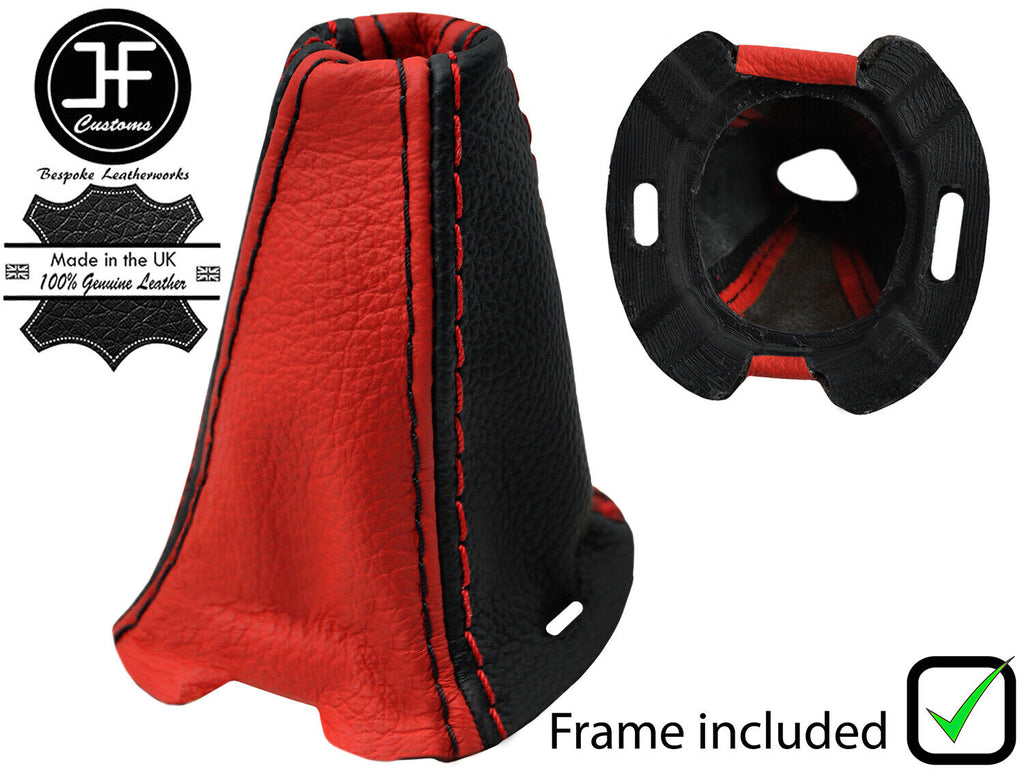 BLACK RED LEATHER SEMI AUTOMATIC GEAR GAITER + FRAME FOR SMART FORFOUR 04-07