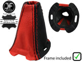 BLACK RED LEATHER SEMI AUTOMATIC GEAR GAITER + FRAME FOR SMART FORFOUR 04-07