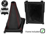 RED STITCH REAL LEATHER GEAR GAITER +PLASTIC FRAME FITS AUDI 100 A6 C4 91-97