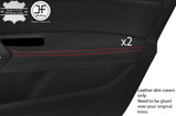 RED STITCH 2X FRONT DOOR ARMREST LEATHER COVER FOR PEUGEOT 308 14-18 5 DOOR
