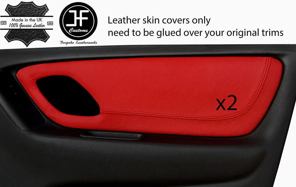 RED REAL LEATHER 2X FRONT DOOR CARD TRIM COVERS FITS MAZDA TRIBUTE 2001-2007