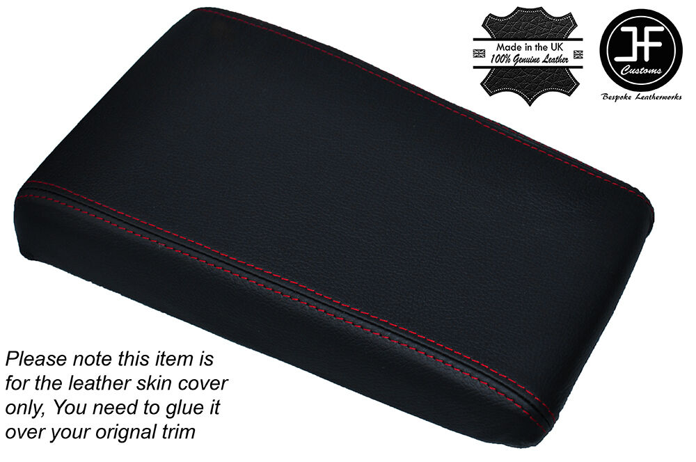 RED STITCHING LEATHER ARMREST LID SKIN COVER FITS JAGUAR SERIES 2 CLASSIC