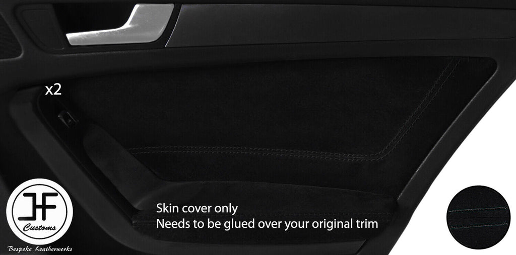 BLACK STITCH 2X REAR DOOR CARD TRIM SUEDE COVERS FITS AUDI A5 SPORTBACK 4 DOOR