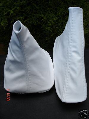 FITS BMW E30 E36 E34 E46 WHITE GEAR/HANDBRAKE GAITER LEATHER CUSTOM NEW