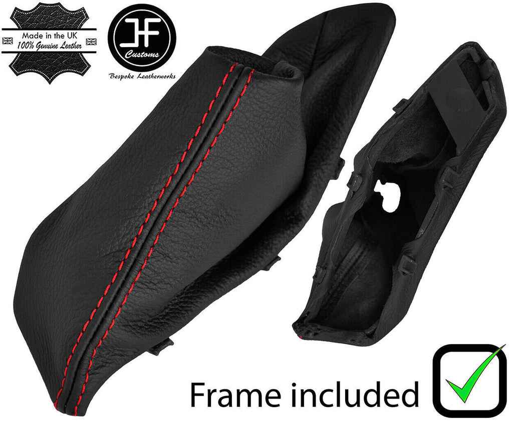 RED STITCH LEATHER HANDBRAKE+PLASTIC FRAME FOR BMW 2 SERIES F22 F23 13-19