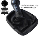BLACK STITCH TOP GRAIN LEATHER MANUAL GEAR GAITER FITS VW POLO 6N2 1999-2001