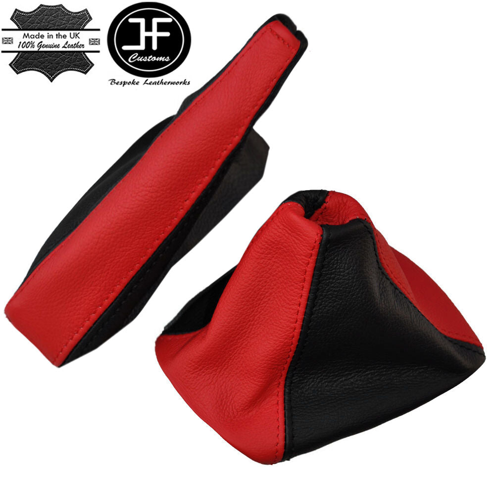 RED & BLACK LEATHER GEAR & HANDBRAKE SET FOR VAUXHALL ASTRA MK5 H 2004-2009