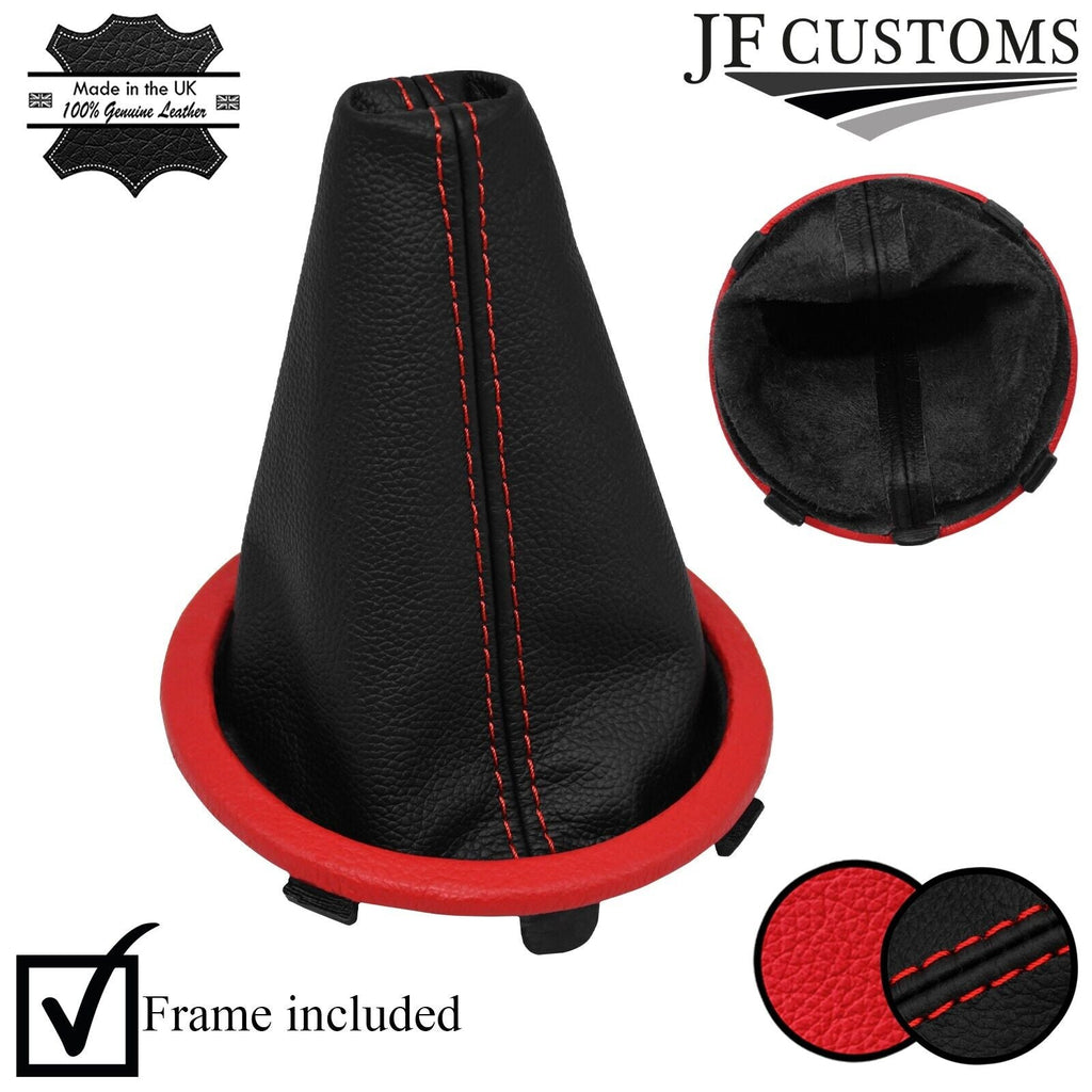 FITS VW VOLKSWAGEN FOX 05-12 RED & BLACK LEATHER GEAR GAITER + SURROUND FRAME