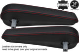 RED STITCH 2X ARMREST SKIN COVERS FITS MERCEDES V CLASS VITO W638 1996-2003