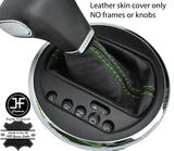 GREEN STITCH AUTO AUTOMATIC LEATHER GEAR GAITER FOR VW T5 TRANSPORTER CARAVELLE