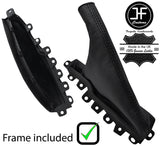 BLACK STITCH LEATHER HANDBRAKE GAITER+PLASTIC FRAME FOR JAGUAR S-TYPE 1999-2008