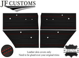RED STITCH LEATHER 4X FRONT REAR DOOR CARD COVERS FITS FORD CORTINA MK2 4DR