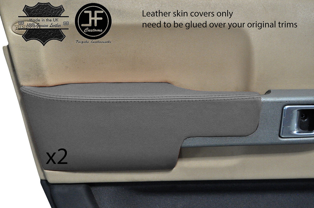 GREY REAL LEATHER 2X FRONT DOOR ARMREST COVER FOR RANGE ROVER VOGUE 02-06