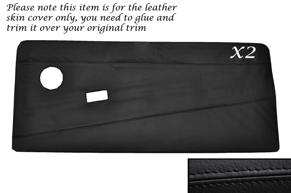 BLACK STITCH 2X DOOR CARDS LEATHER SKIN COVERS FITS ALFA ROMEO ALFASUD SERIES 3