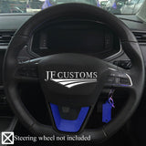 R BLUE LEATHER FLAT BOTTOM STEERING TRIM + COVER FOR SEAT IBIZA 6F KJ FR 16-21