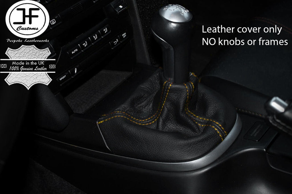 YELLOW STITCHING MANUAL LEATHER GEAR GAITER FITS PORSCHE CARRERA 997 BOXSTER 987