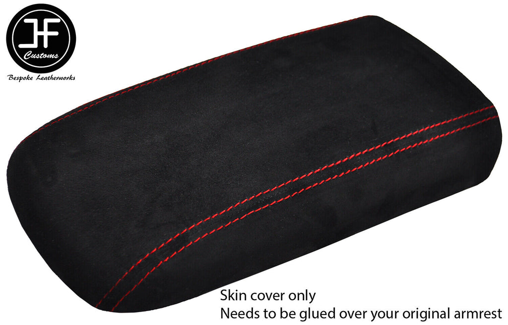 RED STITCHING ARMREST REAL SUEDE COVER FITS SAAB 9-7X 97X 2005-2009 CUSTOM NEW