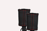 red stitch FITS PEUGEOT 207 2006-2012 FRONT SEAT BELT STALK LEATHER COVERS