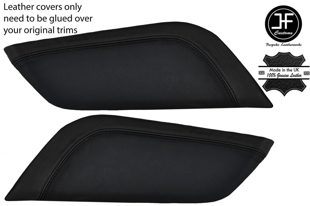 BLACK & BLACK LEATHER 2X CONSOLE KNEE PADS COVERS FITS FORD MUSTANG 15-17