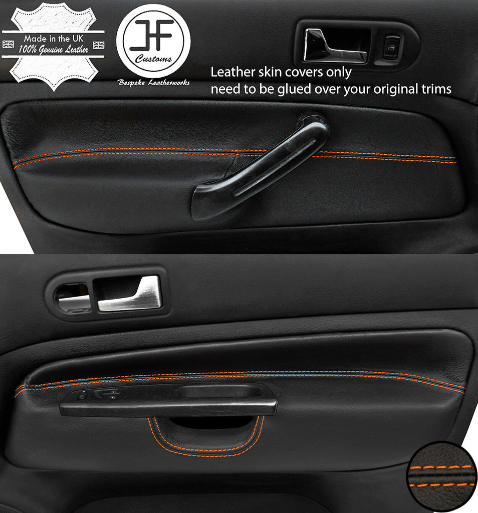 ORANGE STITCH 2X FRONT DOOR CARD TRIM COVERS FOR VW GOLF MK4 98-05 3 DOOR STYLE2