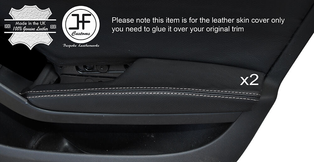 GREY STITCH 2X FRONT DOOR ARMREST LEATHER COVER FITS AUDI A5 SPORTBACK 4 DOOR