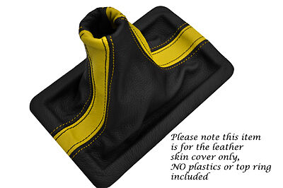 YELLOW & BLACK FITS FORD MUSTANG 2005-2009 REAL LEATHER SHIFT BOOT ONLY TWO TONE