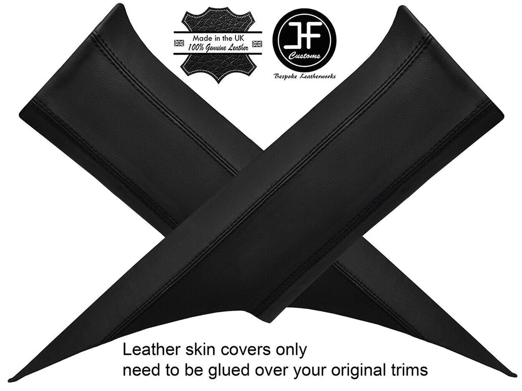 BLACK STITCH 2X REAR C PILLAR REAL LEATHER COVERS FITS FORD MUSTANG COUPE 15-18