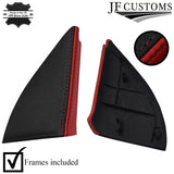 D RED & BLACK LEATHER 2X WING MIRROR DOOR TRIM COVER+FRAMES FOR VW GOLF MK3