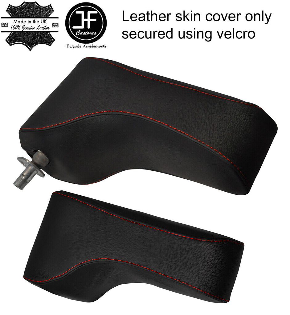 RED STITCH TOP GRAIN REAL LEATHER ARMREST COVER FOR MERCEDES W201 190 83-89