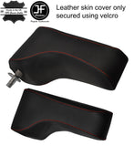 RED STITCH TOP GRAIN REAL LEATHER ARMREST COVER FOR MERCEDES W201 190 83-89