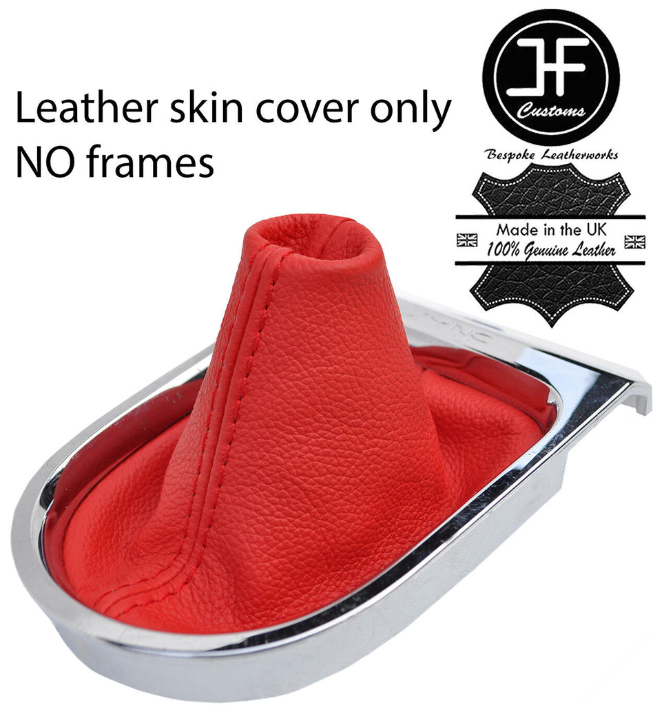 RED TOP GRAIN REAL LEATHER MANUAL GEAR GAITER FOR FORD MUSTANG 2015-2017