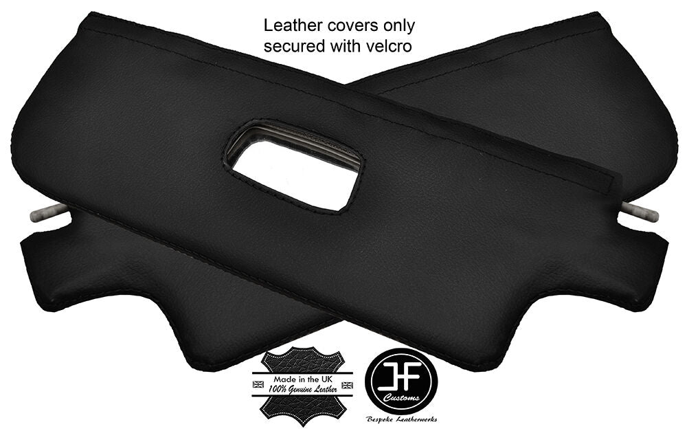 BLACK STITCH 2X SUN VISORS LEATHER COVER FOR VW BEETLE CLASSIC 1303 CONVERTIBLE