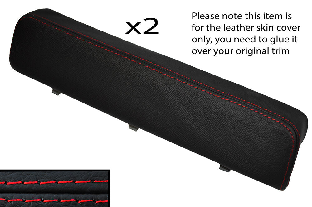 RED STITCH 2X DOOR ARMREST LEATHER COVER FITS ALFA ROMEO GTV SPIDER 916 95-05