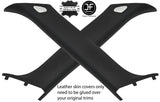 BLACK STITCH 2X A PILLAR REAL LEATHER COVERS FITS BMW MINI CLUBMAN R55 07-13