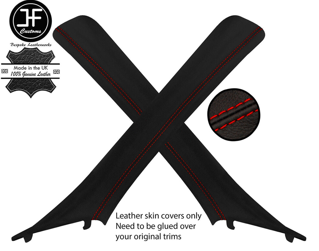RED STITCH 2X A POST  PILLAR LEATHER COVERS FOR HONDA CIVIC MK10 X 2017-2021