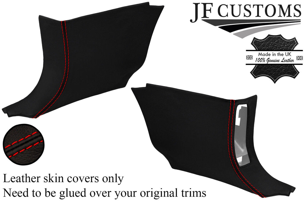 RED STITCH LEATHER 2X FRONT FOOTWELL KICK PANEL COVERS FOR ROVER 75 1999-2005