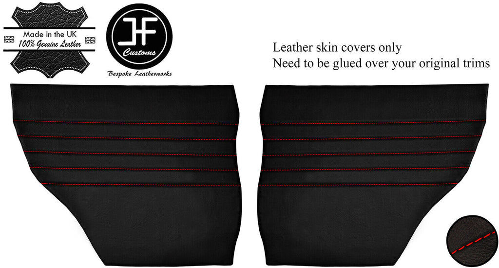 RED  STITCH 2X REAR DOOR CARDS LEATHER COVERS FITS MINI CLASSIC COOPER JF1