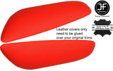 RED LEATHER 2X REAR DOOR ARMREST COVERS FITS BMW E46 CONVERTIBLE COUPE