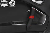 BLACK & RED STRIPE 2X DOOR HANDLE LEATHER COVERS FOR ALFA ROMEO MITO 08-17