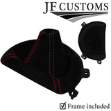 RED STITCH ITALIAN SUEDE AUTO GEAR GAITER+PLASTIC FRAME FOR TOYOTA GT86 12-18
