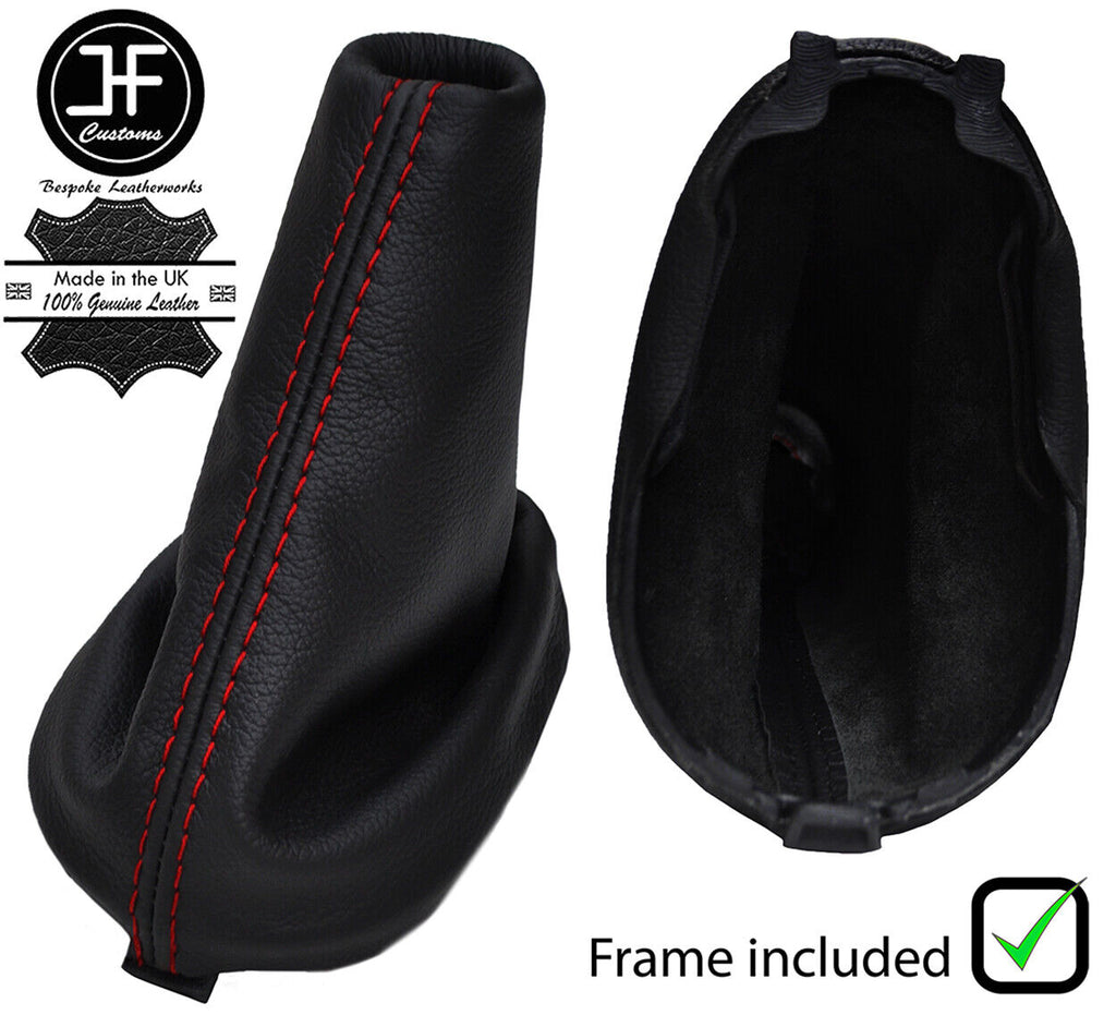 RED STITCH LEATHER MANUAL GEAR GAITER+PLASTIC FRAME FITS DACIA LOGAN 04-11
