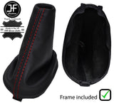 RED STITCH LEATHER MANUAL GEAR GAITER+PLASTIC FRAME FITS DACIA LOGAN 04-11