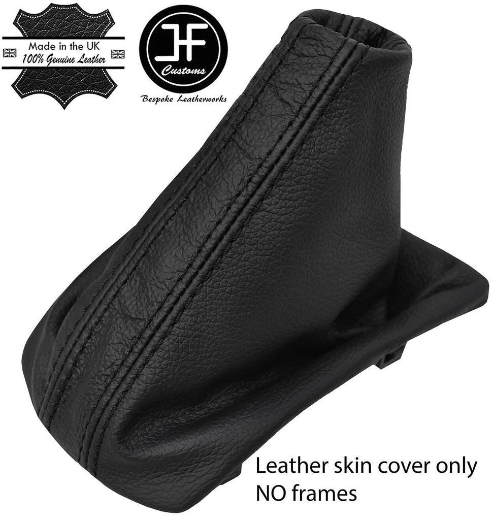 BLACK & BLACK STRIPE TOP GRAIN LEATHER MANUAL GEAR GAITER FOR PEUGEOT 208 12-18